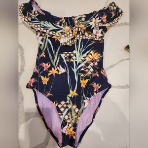 Trina Turk Floral Off-Shoulder Swimsuit Preowned Sz 8